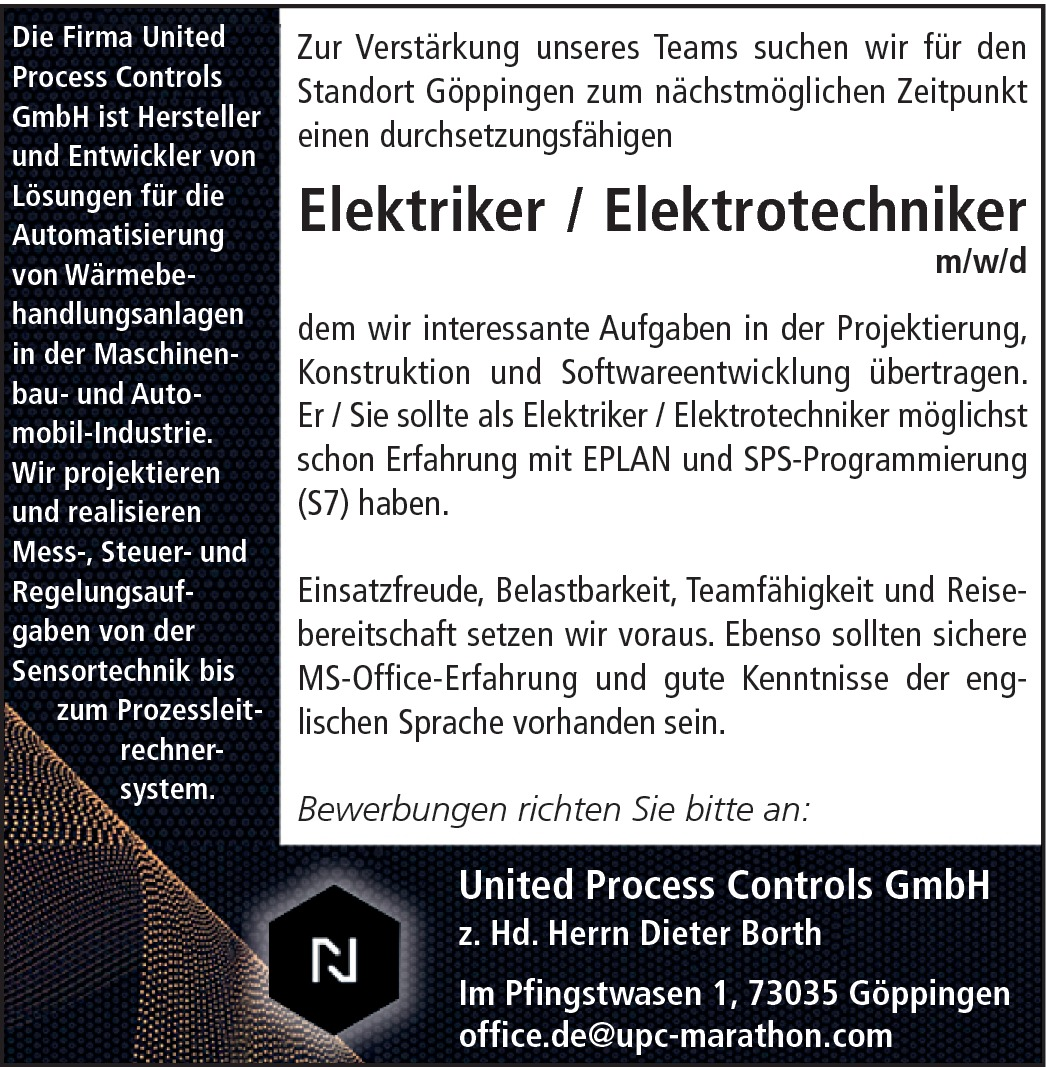 United Process Controls GmbH Göppingen stellencompass.de