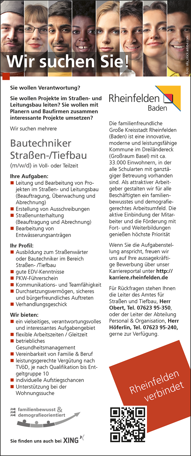 Stadtverwaltung Rheinfelden Baden Bautechniker stellencompass.de