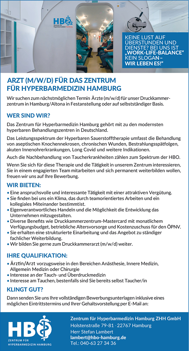 Zentrum für Hyperbarmedizin Hamburg ZHH GmbH stellencompass.de