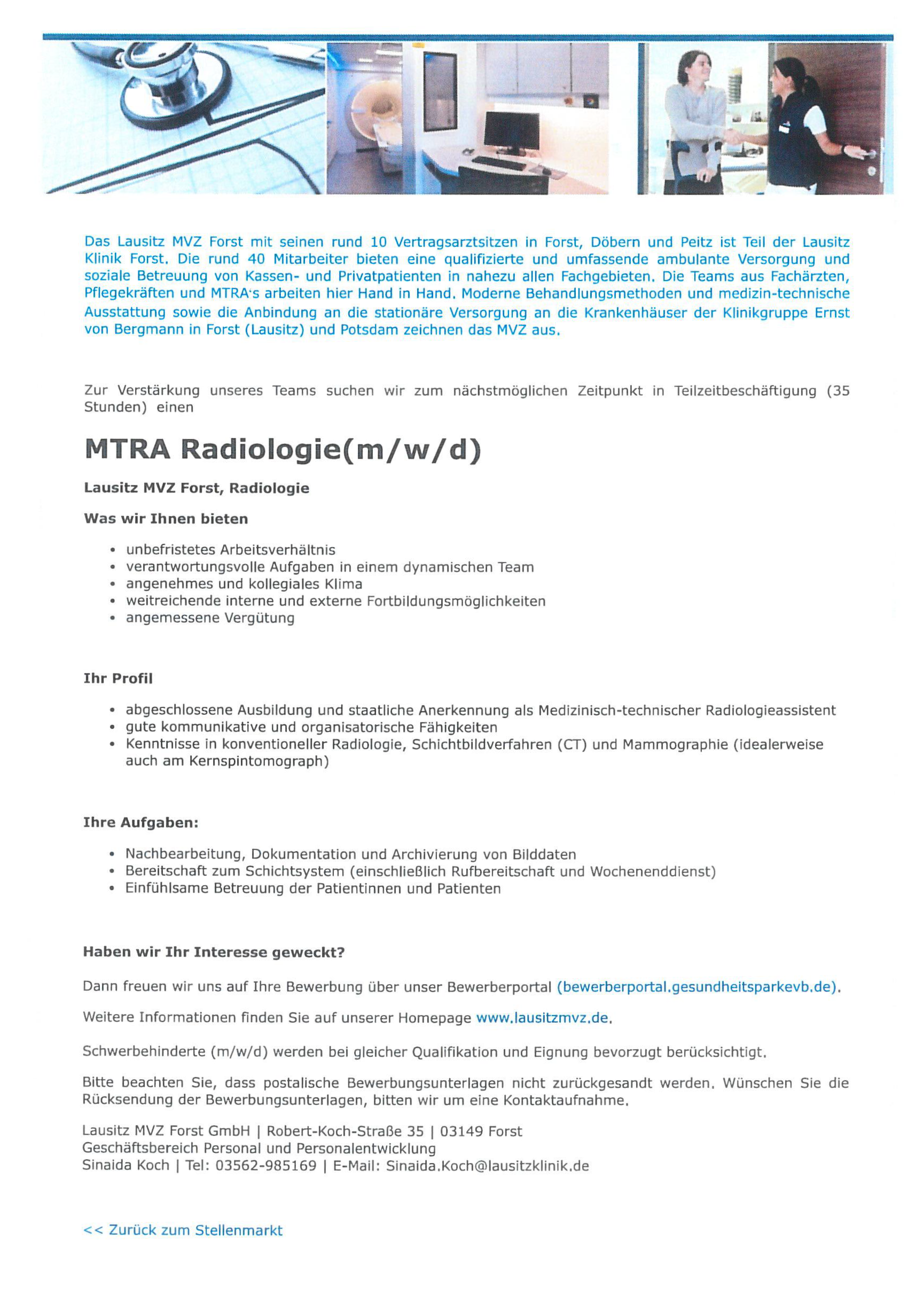 Lausitz Klinik Forst GmbH MTRA Radiologie (m/w/d)