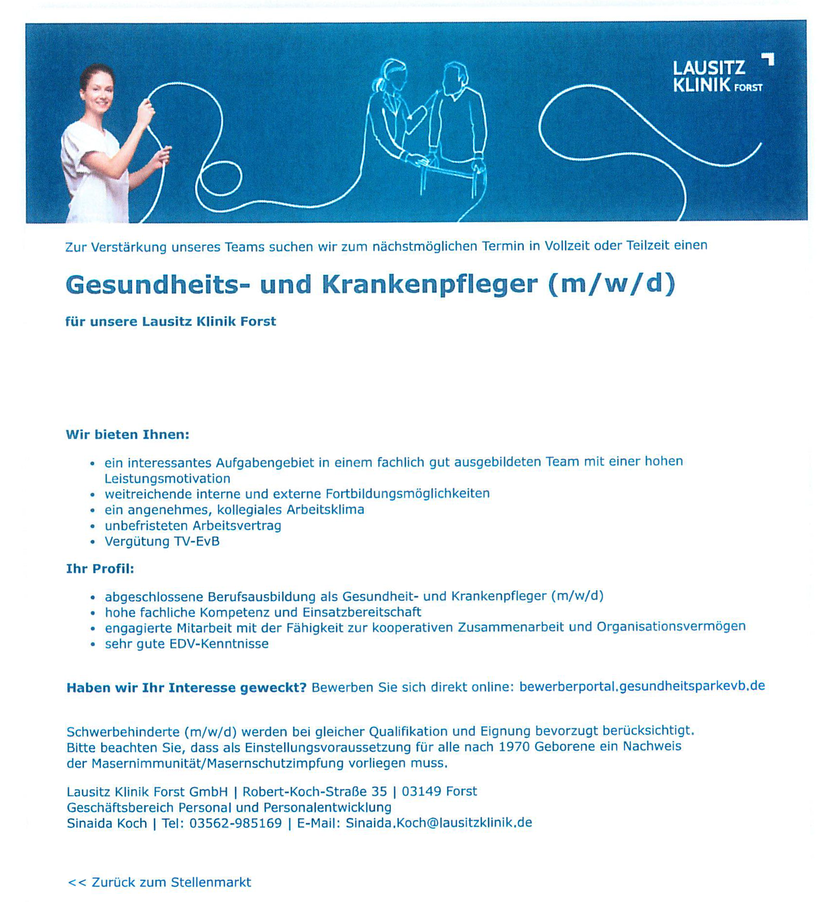 Lausitz Klinik Forst GmbH Gesundheits- und Krankenpfleger/in 
