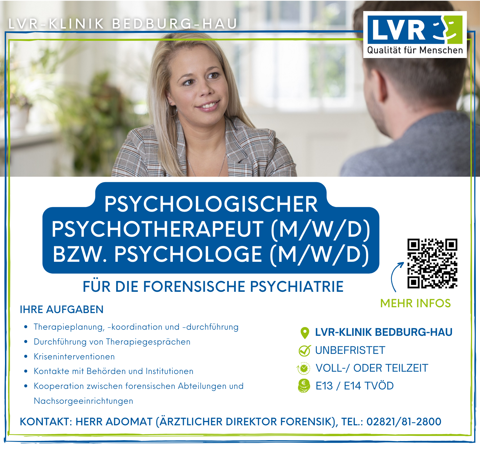 LVR-Klinik Bedburg-Hau Psychologische/r Psychotherapeut/in / Psychologe/in (m/w/d) Forensik Bedburg-Hau stellencompass.de