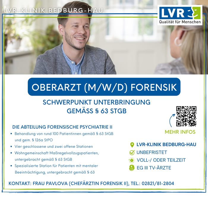 LVR-Klinik Bedburg-Hau Oberarzt / Oberärztin (m/w/d) Forensik Bedburg-Hau medicalcompass.de