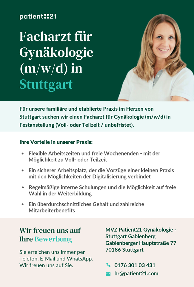 MVZ Klinik Sankt Elisabeth GmbH Facharzt / Fachärztin für Gynäkologie Stuttgart Stellenausschreibung