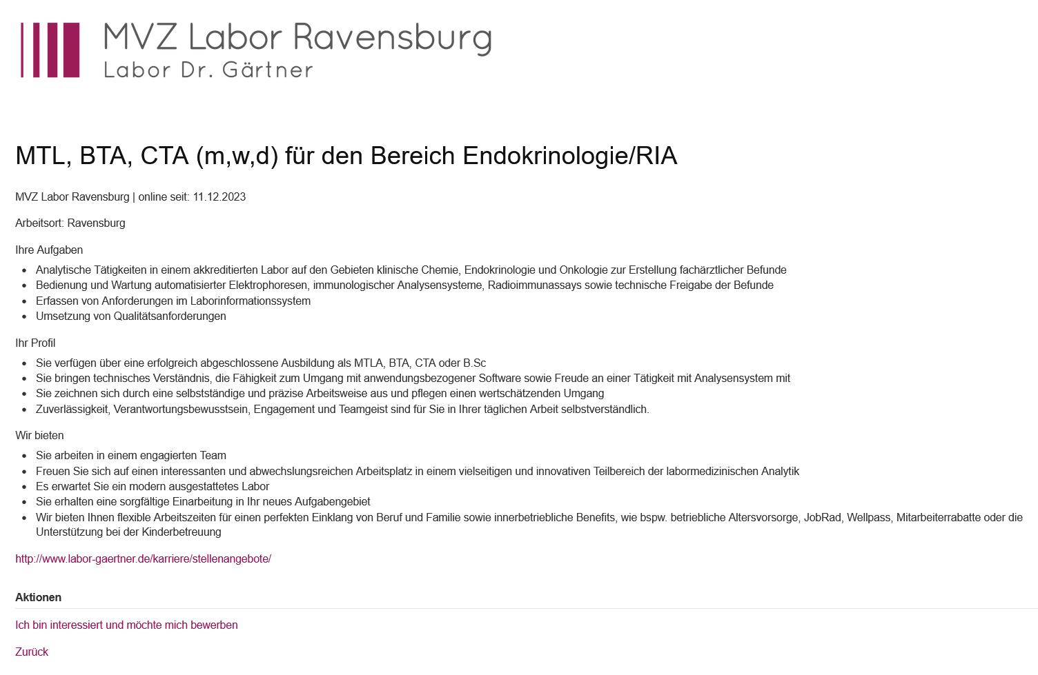 MVZ Labor Ravensburg Labor Dr Gärtner