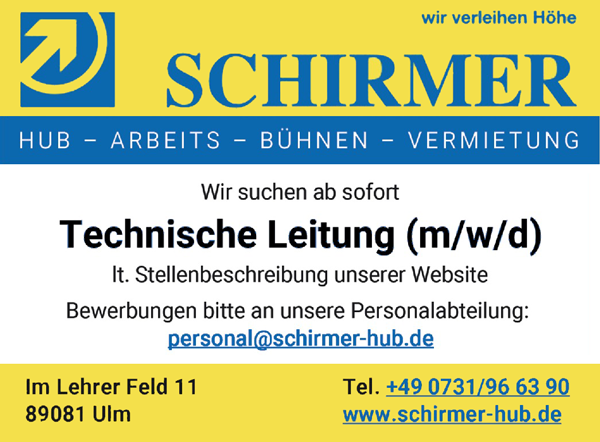 Schirmer GmbH & Co. KG Technische Leitung Ulm stellencompass.de