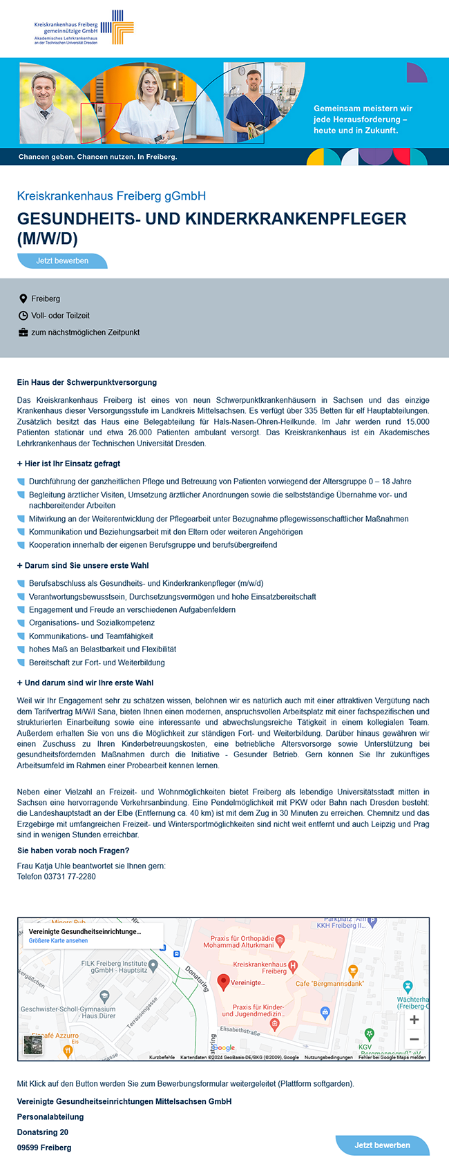 Vereinigte Gesundheitseinrichtungen Mittelsachsen GmbH Gesundheits- und Kinderkrankenpfleger Stellenausschreibung