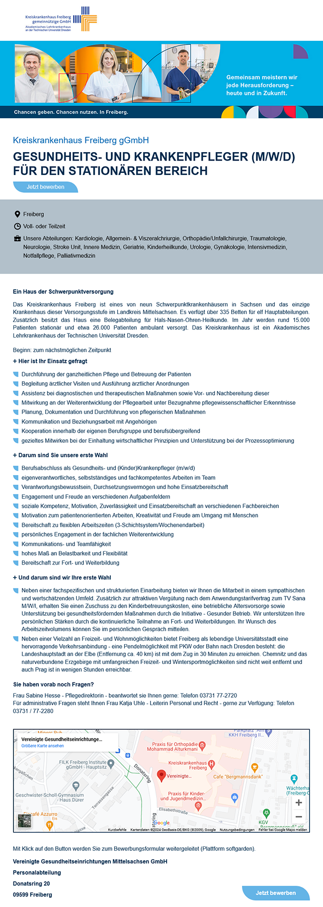 Vereinigte Gesundheitseinrichtungen Mittesachsen GmbH Stellenausschreibung