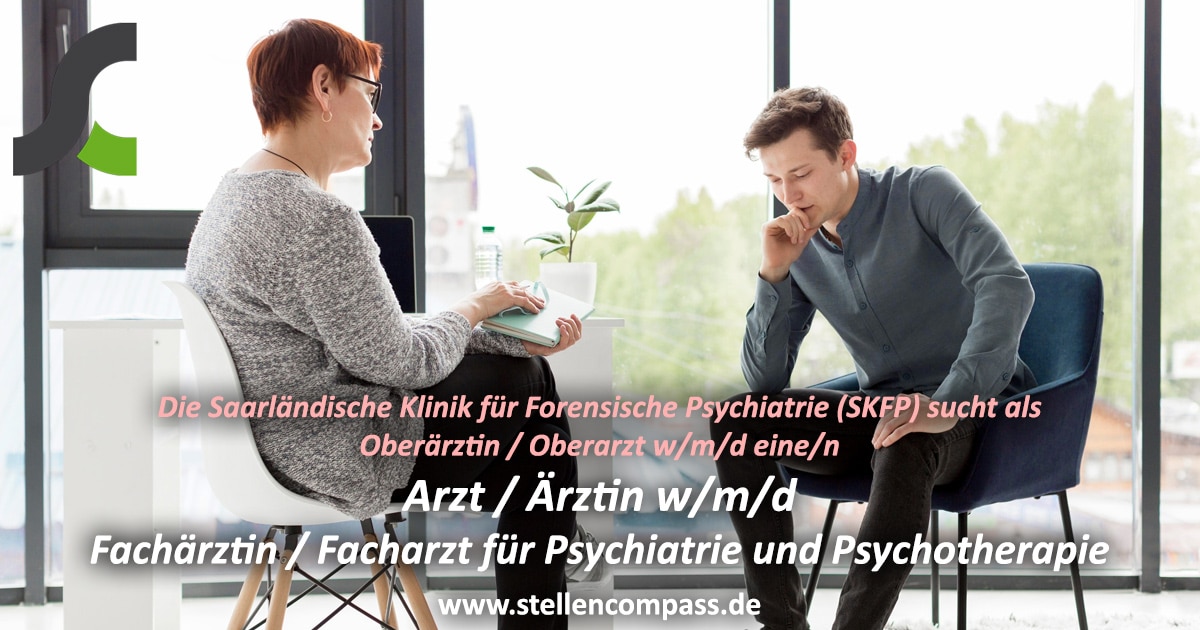 Die Saarländische Klinik für Forensische Psychiatrie (SKFP) sucht als Oberärztin/ Oberarzt w/m/d eine/n Arzt / Ärztin / Fachärztin für Psychiatrie und Psychotherapie / Facharzt für Psychiatrie und Psychotherapie w/m/d – Stellenangebote & Jobs auf stellencompass.de Die Saarländische Klinik für Forensische Psychiatrie (SKFP) sucht als Oberärztin/ Oberarzt w/m/d eine/n Arzt / Ärztin / Fachärztin für Psychiatrie und Psychotherapie / Facharzt für Psychiatrie und Psychotherapie w/m/d – Stellenangebote & Jobs auf stellencompass.de
