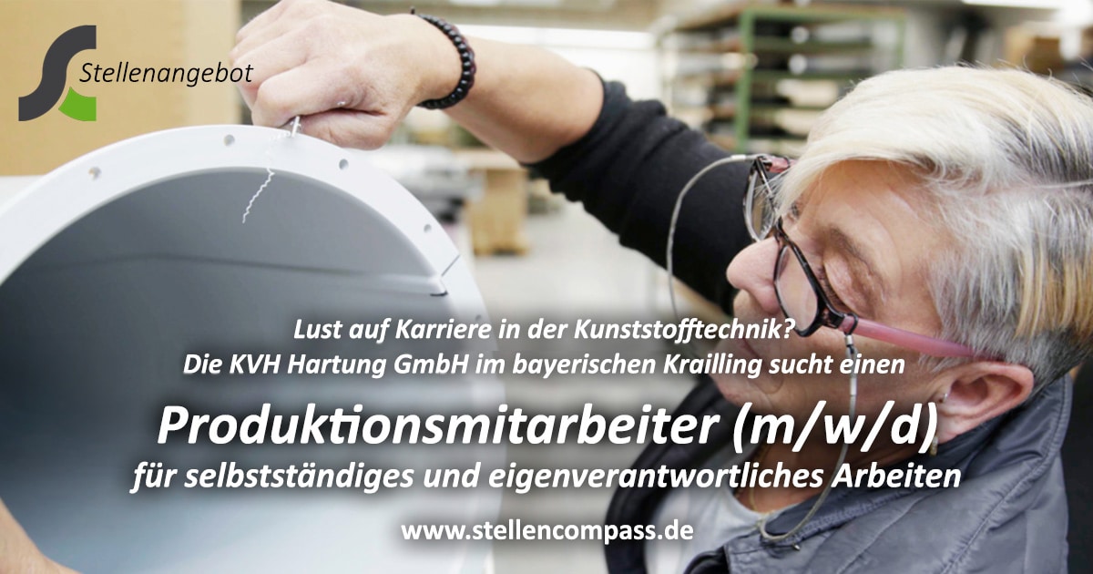Die KVH Hartung GmbH im bayerischen Krailling sucht einen Produktionsmitarbeiter (m/w/d) in Vollzeit. | Stellenangebote & Jobs auf stellencompass.de Die KVH Hartung GmbH im bayerischen Krailling sucht einen Produktionsmitarbeiter (m/w/d) in Vollzeit. | Stellenangebote & Jobs auf stellencompass.de