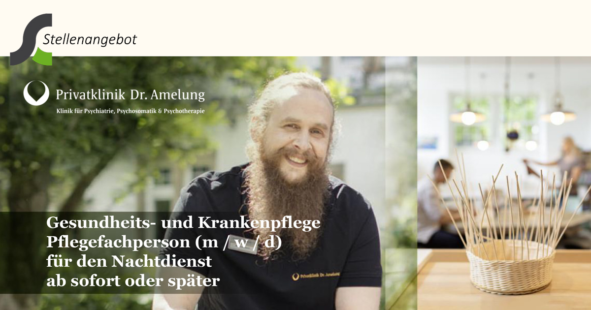 Die Privatklinik Dr. Amelung sucht eine Pflegefachfrau / Pflegefachmann, Gesundheits- und Krankenpfleger (m/w/d) für den Nachtdienst, unbefristet, VZ/TZ | Stellenangebote & Jobs auf stellencompass.de Die Privatklinik Dr. Amelung sucht eine Pflegefachfrau / Pflegefachmann, Gesundheits- und Krankenpfleger (m/w/d) für den Nachtdienst, unbefristet, VZ/TZ | Stellenangebote & Jobs auf stellencompass.de