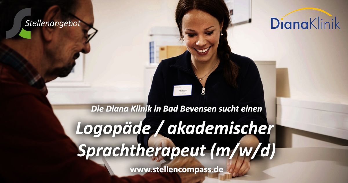 Die Diana Klinik in Bad Bevensen sucht: Logopäde oder akademischer Sprachtherapeut (m/w/d), unbefristet in Vollzeit oder Teilzeit | Stellenangebote & Jobs auf stellencompass.de Die Diana Klinik in Bad Bevensen sucht: Logopäde oder akademischer Sprachtherapeut (m/w/d), unbefristet in Vollzeit oder Teilzeit | Stellenangebote & Jobs auf stellencompass.de
