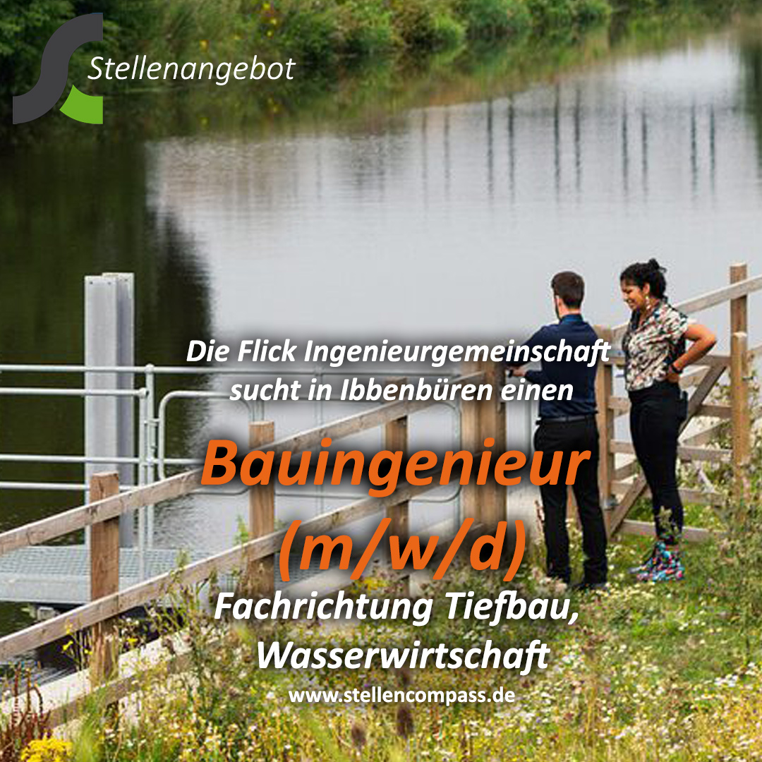 Die Flick Ingenieurgemeinschaft sucht in Ibbenbüren einen Bauingenieur (m/w/d), Fachrichtung Tiefbau, Wasserwirtschaft, unbefristet und in Vollzeit | Stellenangebote & Jobs auf stellencompass.de Die Flick Ingenieurgemeinschaft sucht in Ibbenbüren einen Bauingenieur (m/w/d), Fachrichtung Tiefbau, Wasserwirtschaft, unbefristet und in Vollzeit | Stellenangebote & Jobs auf stellencompass.de