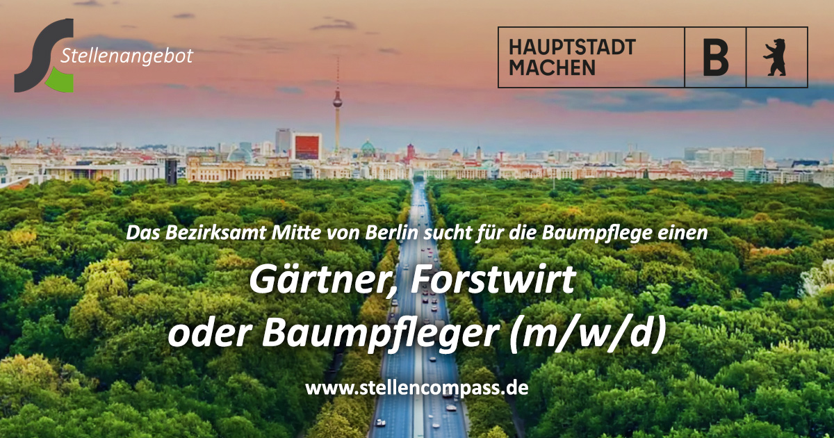 Das Bezirksamt Mitte von Berlin sucht für die Baumpflege einen Gärtner, GaLa-Bauer, Forstwirt, Baumpfleger (m/w/d) | Stellenangebote & Jobs auf stellencompass.de