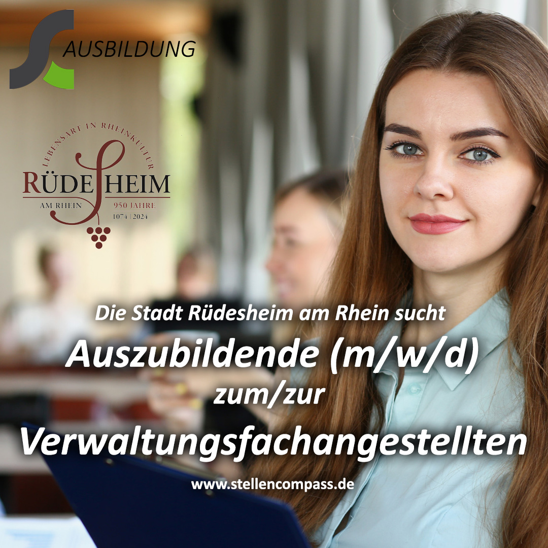 Die Stadt Rüdesheim am Rhein sucht Azubis / Auszubildende zum Verwaltungsfachangestellten (m/w/d) in Rüdesheim. Die Ausbildung ist in Vollzeit und auf drei Jahre angelegt. Eine spätere Übernahme ist möglich. Bewirb dich jetzt! | Stellenangebote & Jobs auf stellencompass.de Die Stadt Rüdesheim am Rhein sucht Azubis / Auszubildende zum Verwaltungsfachangestellten (m/w/d) in Rüdesheim. Die Ausbildung ist in Vollzeit und auf drei Jahre angelegt. Eine spätere Übernahme ist möglich. Bewirb dich jetzt! | Stellenangebote & Jobs auf stellencompass.de