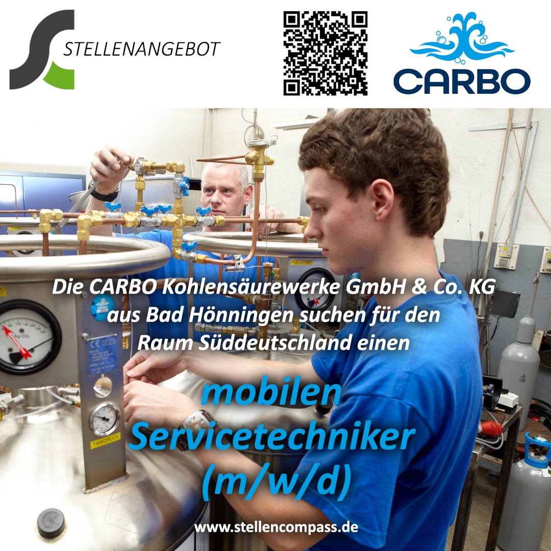 Die CARBO Kohlensäurewerke aus Bad Hönningen suchen für den Raum Süddeutschland einen mobilen Servicetechniker, unbefristet und in Vollzeit | Stellenangebote & Jobs auf stellencompass.de Die CARBO Kohlensäurewerke aus Bad Hönningen suchen einen Servicetechniker Süddeutschland (m/w/d), unbefristet und in Vollzeit | Stellenangebote & Jobs auf stellencompass.de