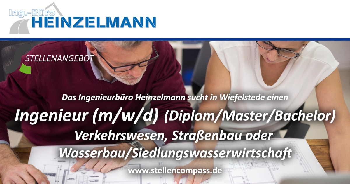 Das Ingenieurbüro Heinzelmann in Wiefelstede sucht einen Diplom-Ingenieur / Bauingenieur (m/w/d) (Diplom/Master/Bachelor) | Stellenangebote & Jobs auf stellencompass.de Das Ingenieurbüro Heinzelmann in Wiefelstede sucht einen Diplom-Ingenieur / Bauingenieur (m/w/d) (Diplom/Master/Bachelor) | Stellenangebote & Jobs auf stellencompass.de