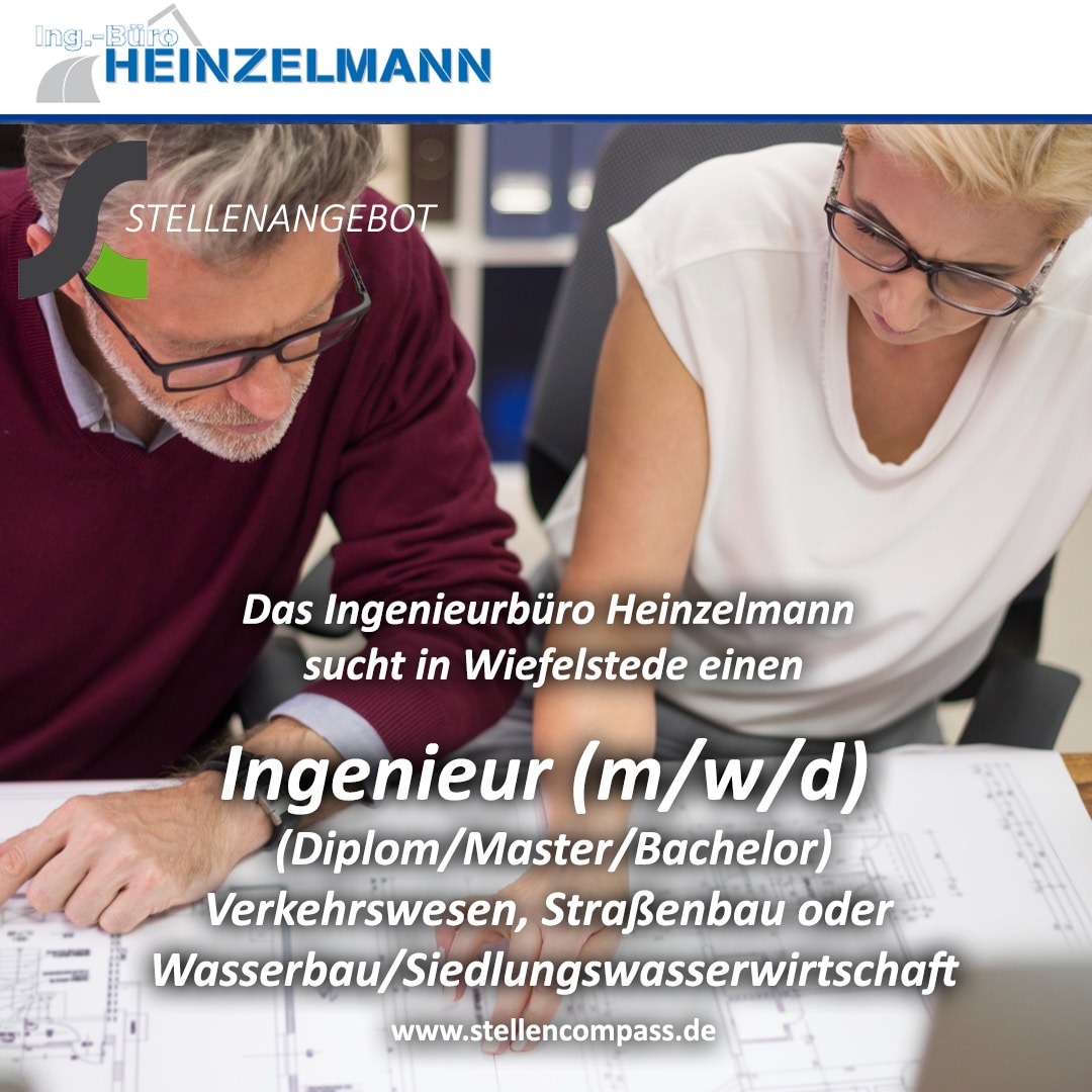 Das Ingenieurbüro Heinzelmann in Wiefelstede sucht einen Diplom-Ingenieur / Bauingenieur (m/w/d) (Diplom/Master/Bachelor) | Stellenangebote & Jobs auf stellencompass.de Das Ingenieurbüro Heinzelmann in Wiefelstede sucht einen Diplom-Ingenieur / Bauingenieur (m/w/d) (Diplom/Master/Bachelor) | Stellenangebote & Jobs auf stellencompass.de